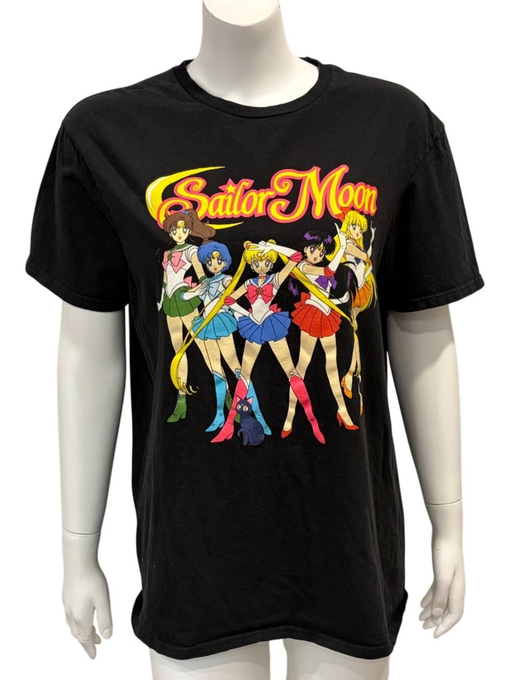 Sailor Moon Graphic T Shirt Adult Unisex L Black Short Sleeve Anime Cartoon Tee